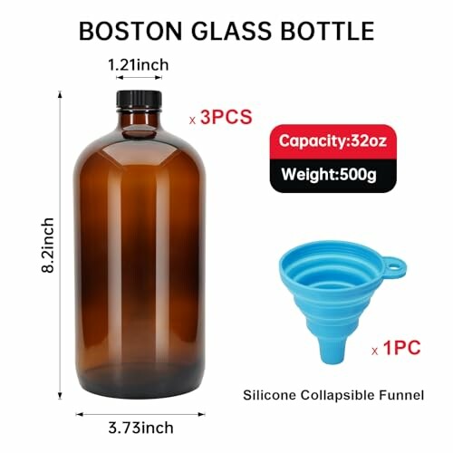 3Pcs Amber Glass Bottles
